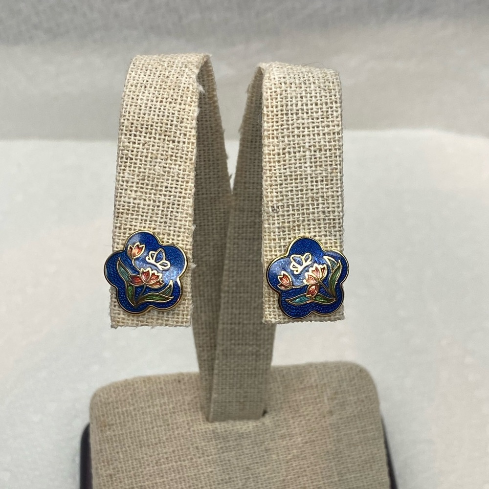 🔥Vintage Hand-Painted Cloisonné Floral Earrings